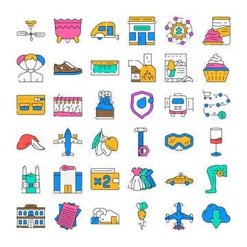Diverse collection of line vector icons design set Illustrazione stock