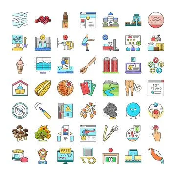Diverse collection of line vector icons illustrating various concepts Stockillustratie