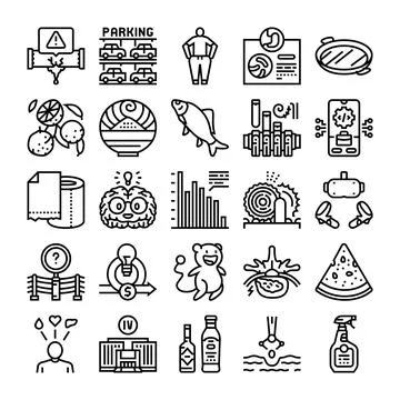 Diverse collection of line vector icons Illustrazione stock
