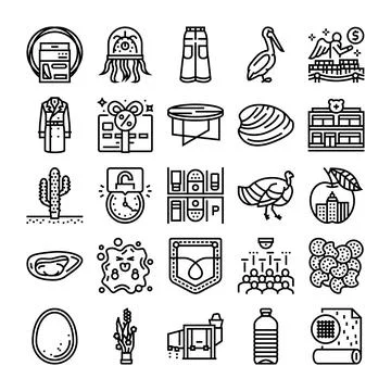 Diverse collection of line vector minimal icons Illustrazione stock