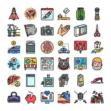 Diverse collection of linear color vector icons イラスト素材
