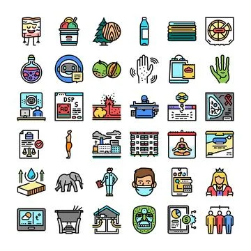 Diverse collection of linear flat design icons Illustrazione stock