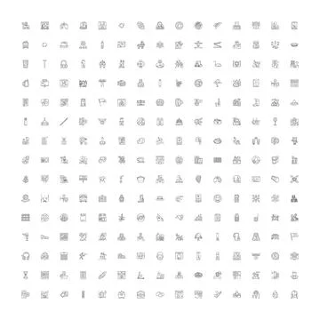 Diverse collection of linear line icons for web and mobile Illustrazione stock