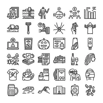 Diverse collection of minimal line vector icons set Stock Illustration