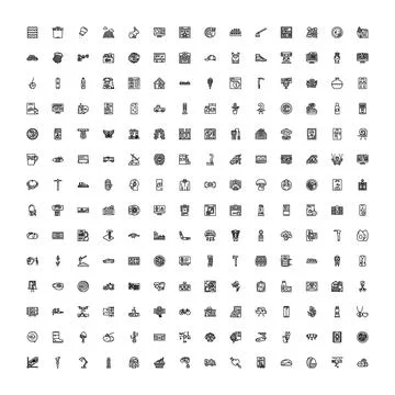 Diverse collection of minimalist outline vector icons Stock Illustration