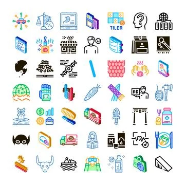 Diverse collection of modern concept isometric icons 스톡 일러스트