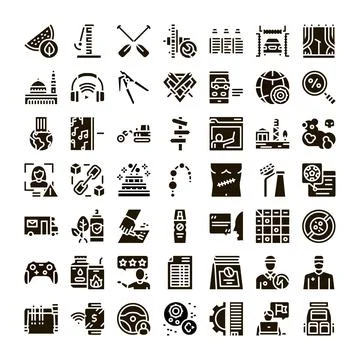 Diverse collection of modern internet interface glyph pictograms 스톡 일러스트