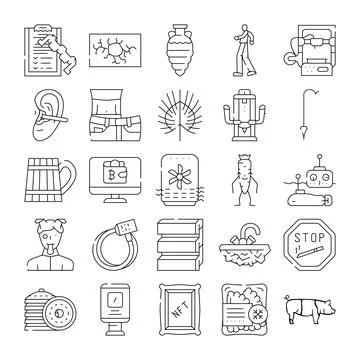 Diverse collection of modern linear vector icons Stock-Illustration