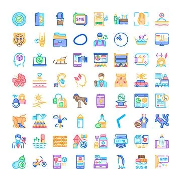 Diverse collection of modern pixel perfect icon set Illustrazione stock