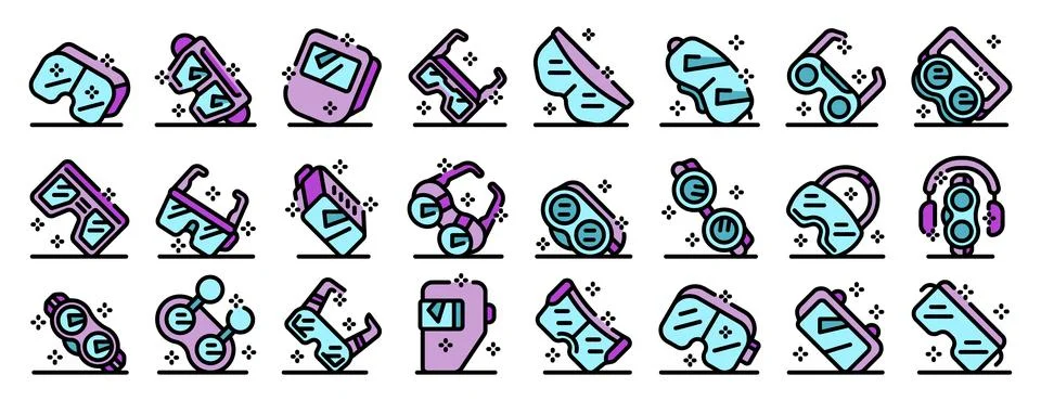 Diverse collection of modern tech gadgets icon set Stock Illustration