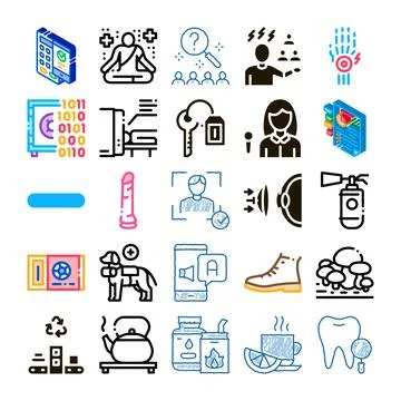 Diverse collection of modern technology and health icons Stockillustratie