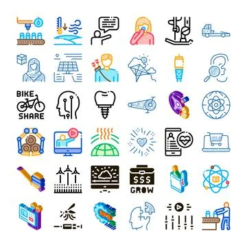 Diverse collection of modern technology and lifestyle icons Ilustración de archivo