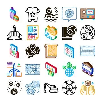 Diverse collection of modern technology and business concepts Stockillustratie