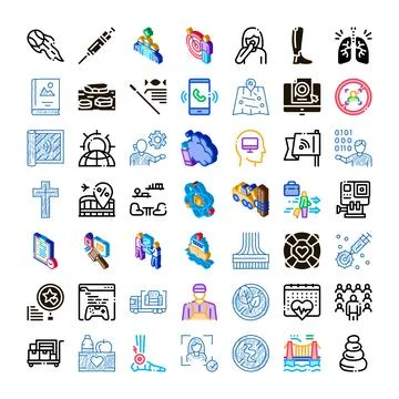 Diverse collection of modern technology and service icons Stock Illustration