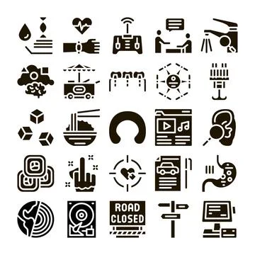 Diverse collection of modern technology and health icons Stock Illustration
