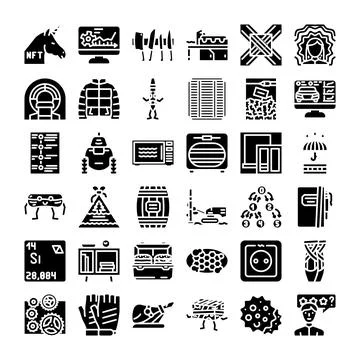 Diverse collection of modern technology and daily objects icons Illustrazione stock