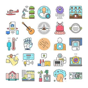 Diverse collection of modern technology and global concepts 스톡 일러스트
