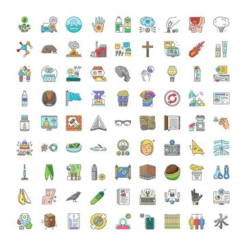 Diverse collection of modern vector line icons Ilustración de archivo