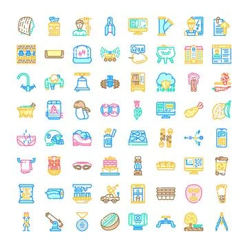 Diverse collection of outline vector icons depicting various concepts Stock Illustration