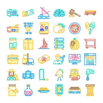 Diverse collection of outline vector icons with various concepts Stock Illustration