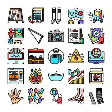 Diverse collection outlining various commerce and service concepts Stock Illustration