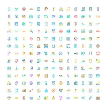Diverse collection outlining various concepts as colorful pictograms Stock Illustration