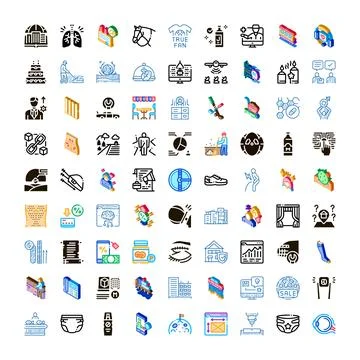 Diverse collection of pictograms exploring various concepts Stock Illustration
