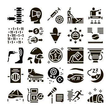 Diverse collection of pictograms illustrating various themes 库存插图