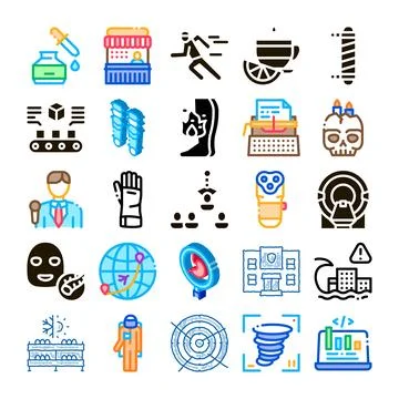 Diverse collection of pictograms representing various concepts Stock Illustration