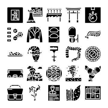 Diverse collection of pictograms representing various concepts and objects Stock Illustration