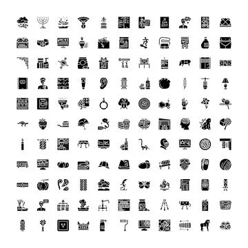 Diverse collection of pictograms representing various concepts and objects Stock Illustration