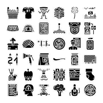 Diverse collection of pictograms representing various objects and concepts Illustrazione stock
