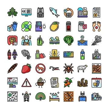 Diverse collection of pictograms representing various symbols Stock Illustration