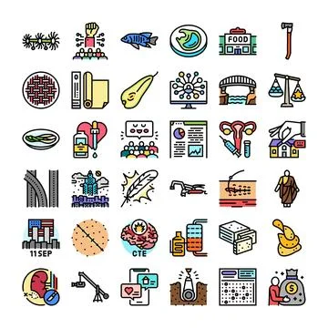 Diverse collection of pictograms representing various life concepts Stock Illustration
