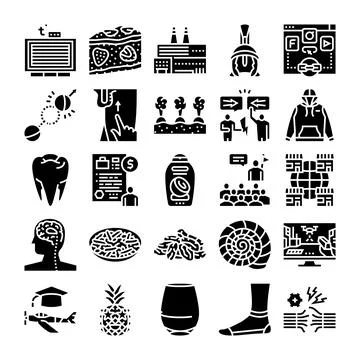 Diverse collection of pictograms representing various concepts and objects Stock Illustration
