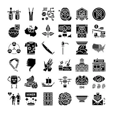 Diverse collection of pictograms representing various concepts and objects Stock Illustration