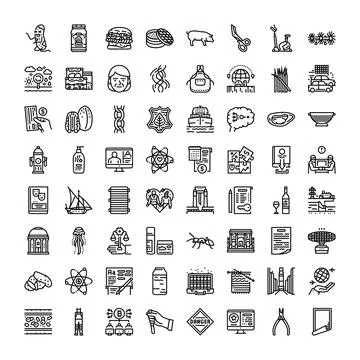 Diverse collection of pixel perfect outline icons Stock Illustration