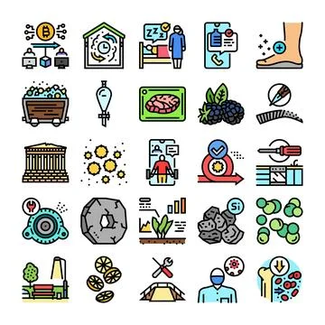 Diverse collection of science, technology, and health icons 스톡 일러스트