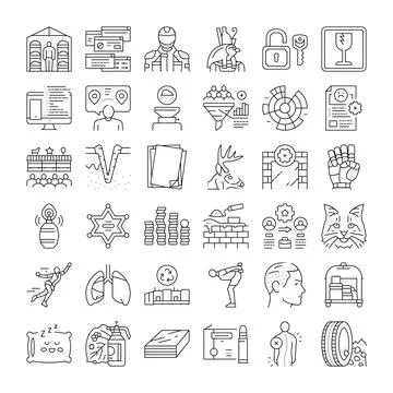 Diverse collection of simple line vector icons Ilustração Stock