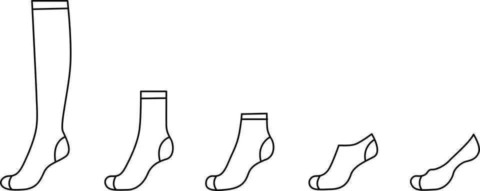 A diverse collection of socks showcasing various lengths and styles Vector Stock Illustration