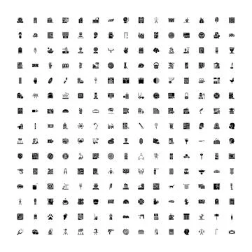 Diverse collection of solid black web icons 库存插图