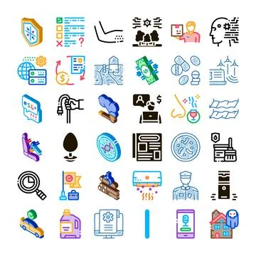 Diverse collection of technology and science icons Stockillustratie