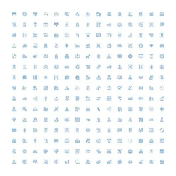 Diverse collection of thin line icons illustrating various concepts Stock Illustration