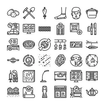 Diverse collection of thin line icons for web Stock Illustration