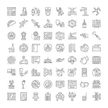 Diverse collection of thin line icons for various concepts 스톡 일러스트