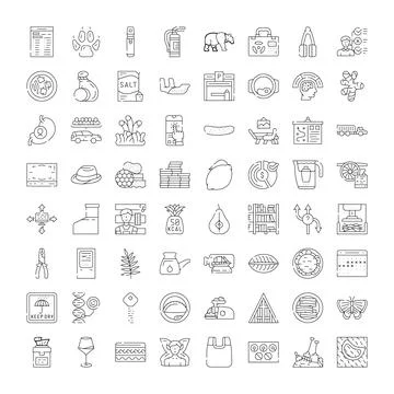 Diverse collection of thin line outline icons Illustrazione stock