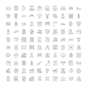 Diverse collection of thin line outline icons 스톡 일러스트
