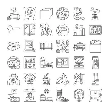 Diverse collection of thin line outline icons Stock Illustration