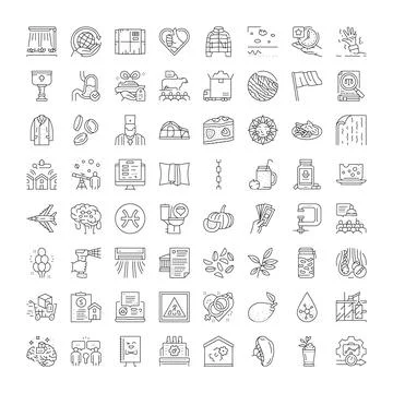 Diverse collection of thin line outline icons イラスト素材
