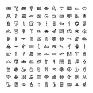 Diverse collection of thin line stroke icons イラスト素材